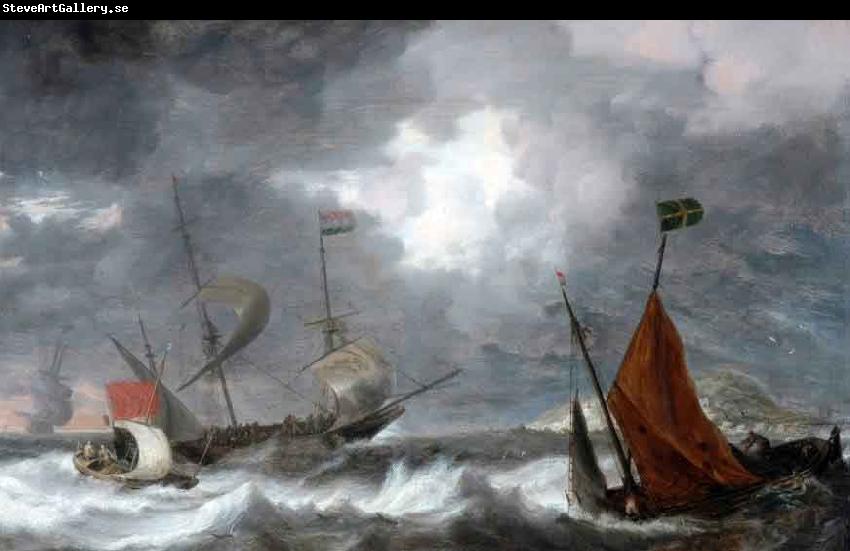 Bonaventura Peeters Sea storm with sailing ships